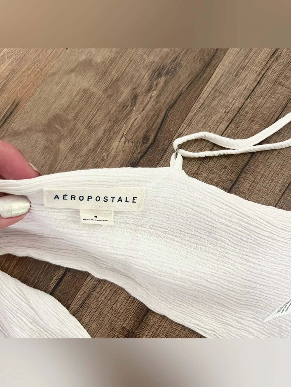 Aeropostale Lace Tie-Back Cropped Cami White